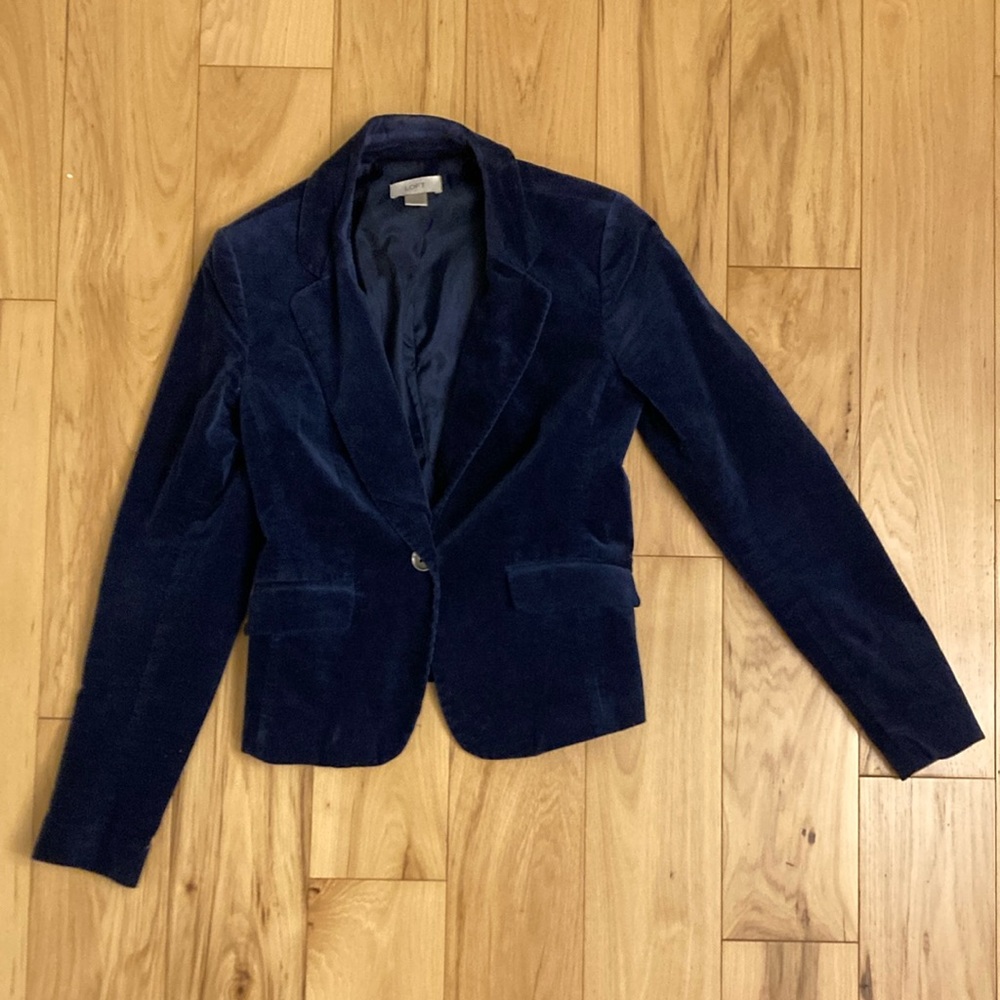 Navy Velvet Loft Blazer